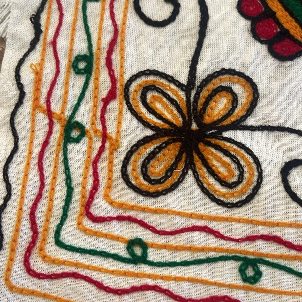 Colorful Elephant Embroidered Pillow Cover/ India made